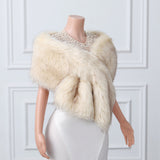 V-neck Rectangular scarf shawl Winter Wedding Wraps-Ballbella