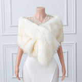 V-neck Rectangular scarf shawl Winter Wedding Wraps-Ballbella