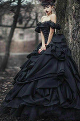 Vintage Black princess wedding dresses with Luxurious Ruffless-Ballbella