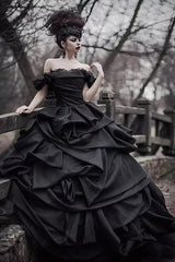 Vintage Black princess wedding dresses with Luxurious Ruffless-Ballbella