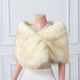 Warm Beige Ear Design Winter Wedding Shawl-Ballbella