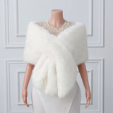 Warp knitted wool round hole mid-length imitation wool wedding shawl-Ballbella