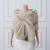 Warp knitted wool round hole mid-length imitation wool wedding shawl-Ballbella