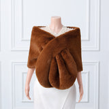 Warp knitted wool round hole mid-length imitation wool wedding shawl-Ballbella