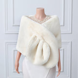 Warp knitted wool round hole mid-length imitation wool wedding shawl-Ballbella