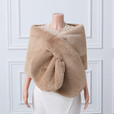 Warp knitted wool round hole mid-length imitation wool wedding shawl-Ballbella