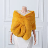 Warp knitted wool round hole mid-length imitation wool wedding shawl-Ballbella