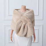 Warp knitted wool round hole mid-length imitation wool wedding shawl-Ballbella