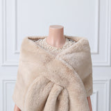 Warp knitted wool round hole mid-length imitation wool wedding shawl-Ballbella