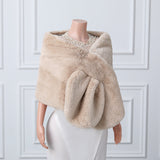 Warp knitted wool round hole mid-length imitation wool wedding shawl-Ballbella