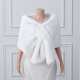 Warp knitted wool round hole mid-length imitation wool wedding shawl-Ballbella