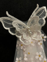 Water Waterfall One-Tier Flowers Tulle Wedding Veils-Ballbella