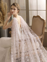 Water Waterfall One-Tier Flowers Tulle Wedding Veils-Ballbella