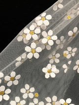 Water Waterfall One-Tier Flowers Tulle Wedding Veils-Ballbella