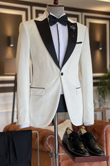 White 2 Pieces Peaked Lapel Prom Suits For Men-Ballbella