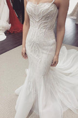 White Illusion neck White Sleeveless Mermaid Wedding Dress with Overskirt-Ballbella