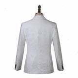 White Jacquard Knitted Button Fashion Wedding Suit-Ballbella