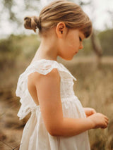 White Jewel Neck Sleeveless Lace Kids Social Party Dresses-Ballbella