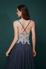 White Lace SPAGHETTI STRAPS High Split Mint green Evening Dress-Ballbella