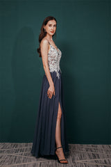 White Lace SPAGHETTI STRAPS High Split Mint green Evening Dress-Ballbella
