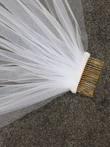 White Lace Tulle Veil Applique Edge Drop Wedding Veil-Ballbella