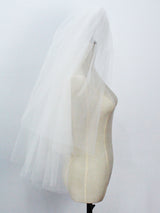 White Three-Tier Tulle Cut Edge Classic Bridal Veils-Ballbella