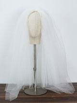 White Three-Tier Tulle Cut Edge Classic Bridal Veils-Ballbella