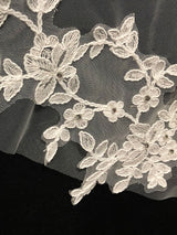 White Tulle Wedding Veils Two-Tier Lace Drop Bridal Veils-Ballbella