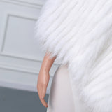 White V-neck Neckline Shawl Winter Wedding Shawl-Ballbella