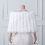 White V-neck Neckline Shawl Winter Wedding Shawl-Ballbella