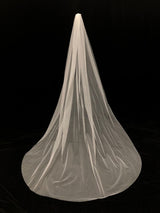 White Waterfall Wedding Veils One-Tier Tulle Bridal Veil-Ballbella