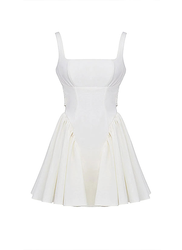 A-Line Square Neckline Sleeveless Short/Mini Homecoming Dresses With Bow(s)