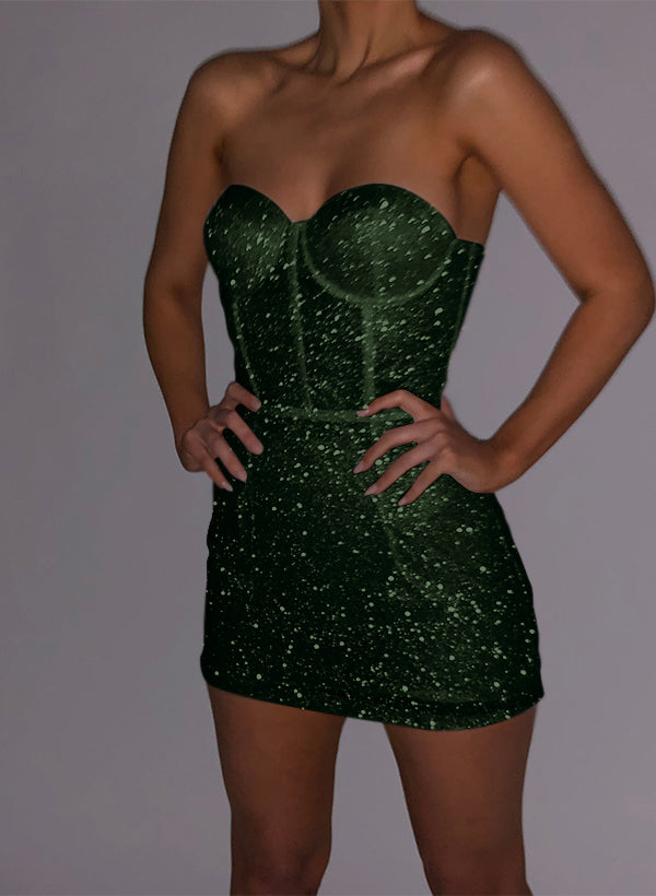 Sheath/Column Sweetheart Sleeveless Short/Mini Sequined Homecoming Dresses