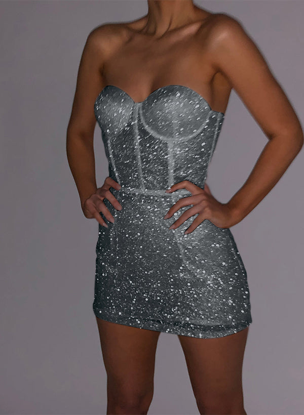 Sheath/Column Sweetheart Sleeveless Short/Mini Sequined Homecoming Dresses