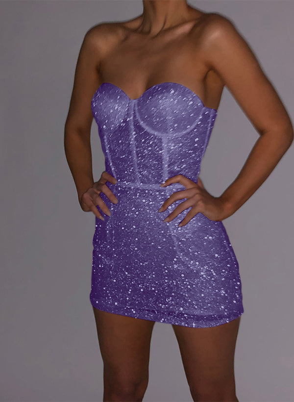 Sheath/Column Sweetheart Sleeveless Short/Mini Sequined Homecoming Dresses