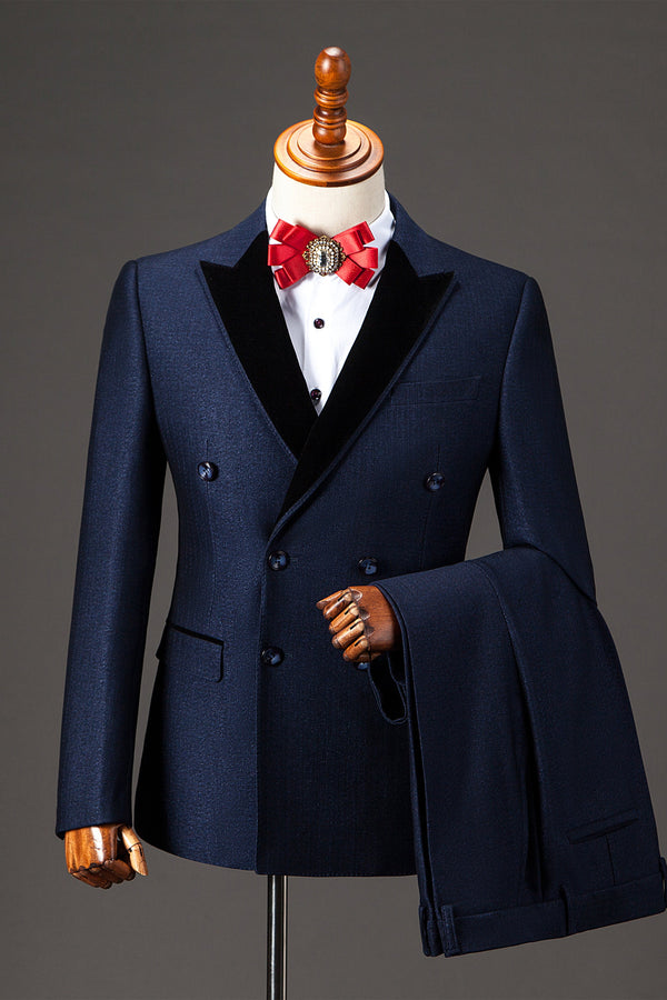 2-pieces Men's Prom Suits mixed Black Peaked Lapel-Ballbella