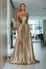 Timeless One Shoulder Sleeveless A-Line Prom Dresses Floor Length With Pleats