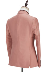 3 Piece Coral Pink Two Buttons Peak Lapel Classic Men's Suit-Ballbella