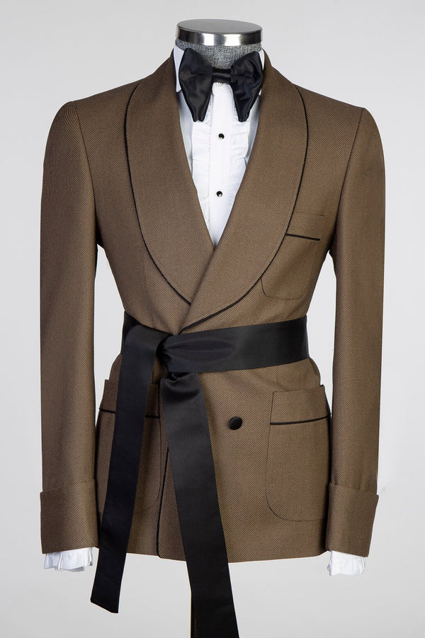 Golden Brown Formal Suit with Black Sash for Wedding