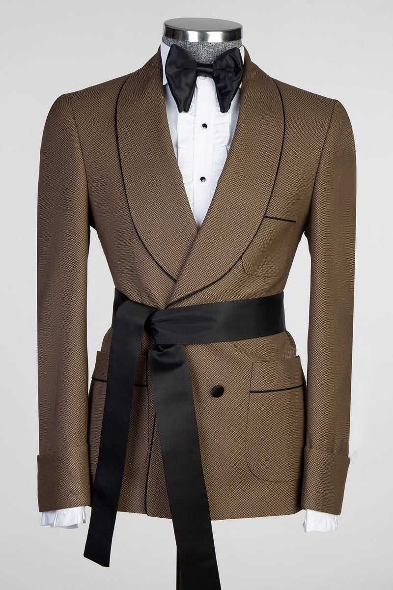 Golden Brown Formal Suit with Black Sash for Wedding