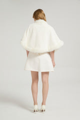 Elegant White Mink Cashmere Outerwear Winter Wedding Wraps
