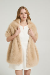 Classic Faux Fur Sleeveless Wedding Wraps Rectangle Bridal Cover