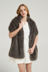 Classic Faux Fur Sleeveless Wedding Wraps Rectangle Bridal Cover