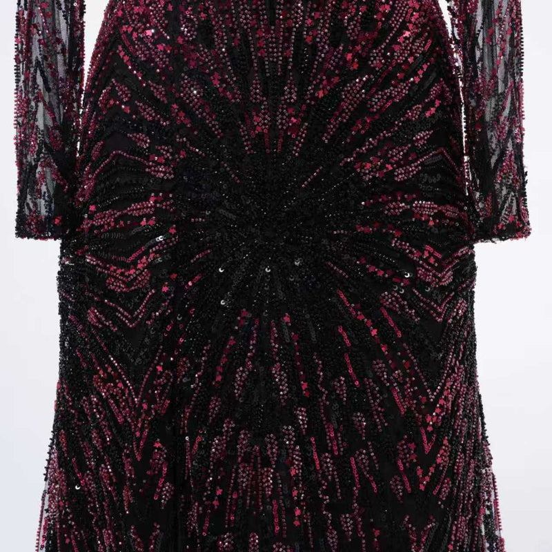 Luxury Asymmetrical Long Sleeves Mermaid Prom Dresses Column Backless With Beads