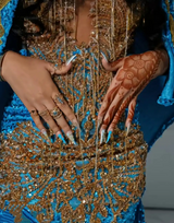 Blue Sparkle Sleeveless  Sequin Mermaid Gold Sparkle Floor length Prom Dresses