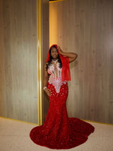Charming Burgundy Sleeveless Sequin Prom Dresses Mermaid Sheath With Gem-Ballbella