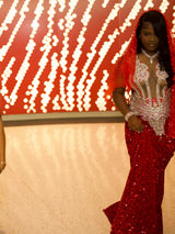 Charming Burgundy Sleeveless Sequin Prom Dresses Mermaid Sheath With Gem-Ballbella