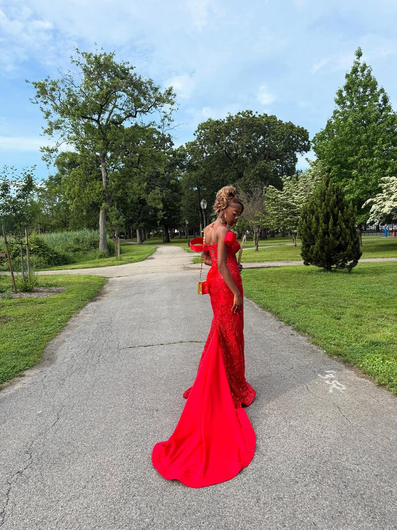 red lace up back prom dress Lace-Up Open-Back Long La Femme Prom Dress Navy / 0