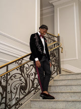 Latest Black 2 Pieces One Button Prom Men Suit Shawl Collar With Beads-Ballbella