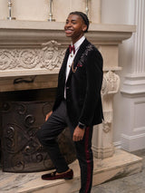 Latest Black 2 Pieces One Button Prom Men Suit Shawl Collar With Beads-Ballbella